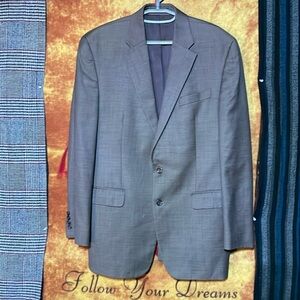 CHAPS-men’s light brown wool long sleeve double button suit jacket